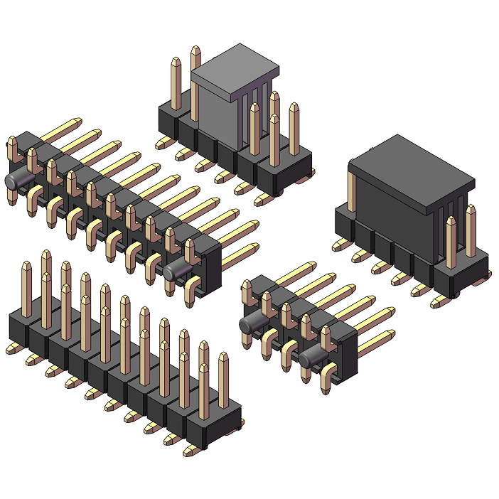 2.54 双排双塑立贴排针 带柱